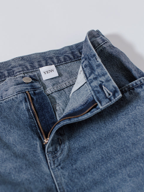 SIDE PLEATED DENIM PANTS / Y243-31045-3 /【 BLUE 】